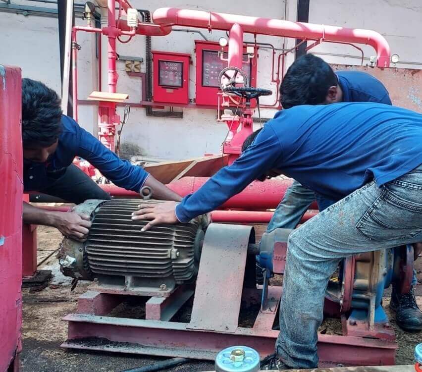 Removing Dismantled Cooling Tower Pump And Motor Removing Dismantled Cooling Tower Pump And Motor